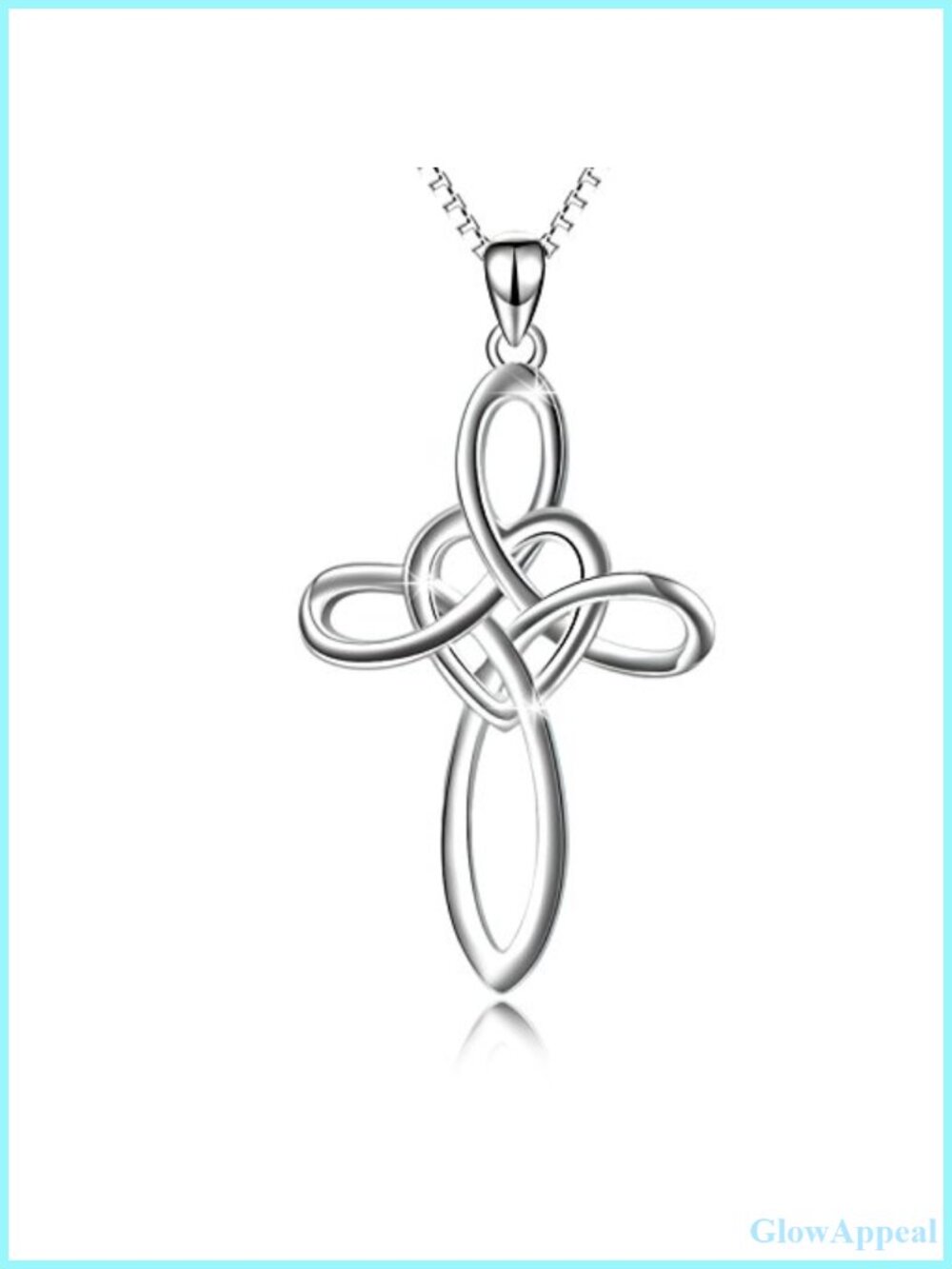 Sterling Silver Celtic Knot Cross Necklace Infinity Heart Pendant 18in